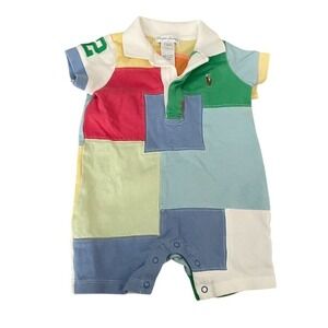Ralph Lauren Pony Cotton Mesh Colorful Polo Shortall One Piece | Size 6 Months